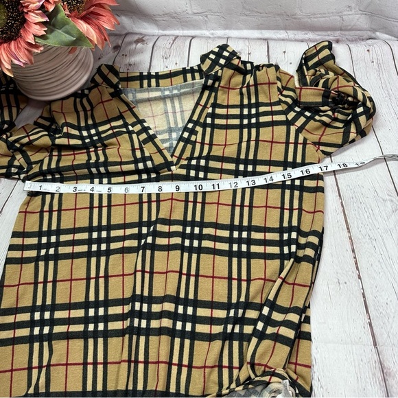 NWT boutique classic tartan plaid check tunic blouse mandarin collar classic - Picture 8 of 10